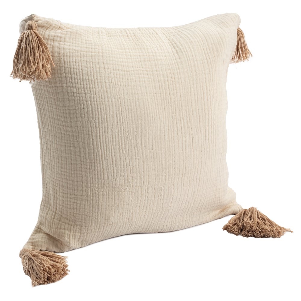 Amari Turkish Cotton Poly Filled Pillow in Cream/Beige, 20" x 20". Picture 4