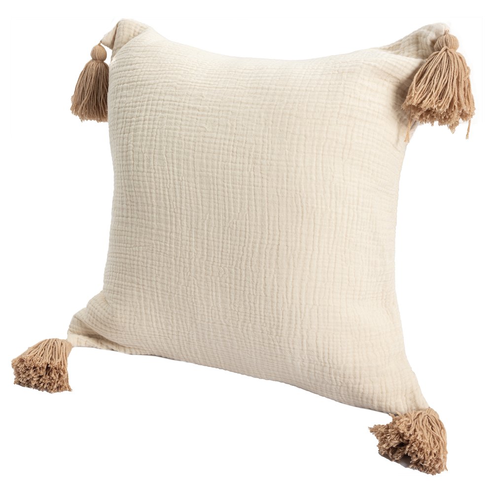 Amari Turkish Cotton Poly Filled Pillow in Cream/Beige, 20" x 20". Picture 5