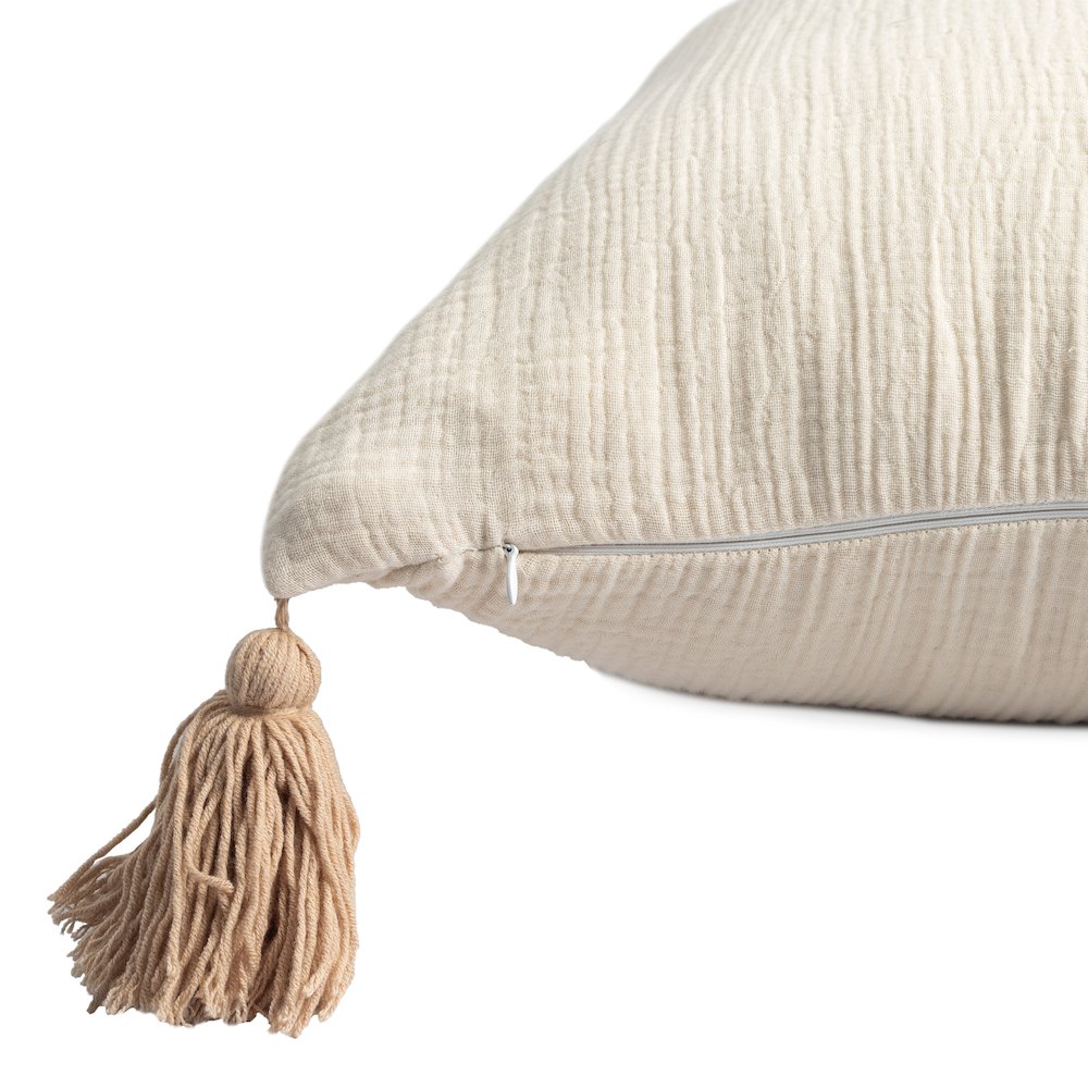 Amari Turkish Cotton Poly Filled Pillow in Cream/Beige, 20" x 20". Picture 6