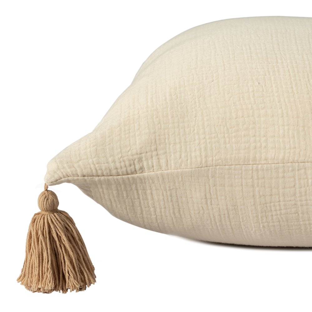 Amari Turkish Cotton Poly Filled Pillow in Cream/Beige, 20" x 20". Picture 7