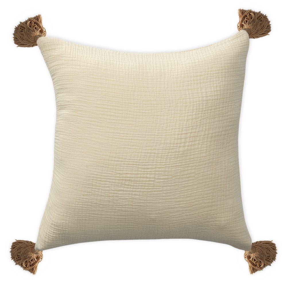 Amari Turkish Cotton Poly Filled Pillow in Cream/Beige, 20" x 20". Picture 1