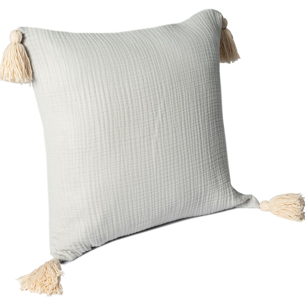 Amari Turkish Cotton Poly Filled Pillow in Gray/Beige, 20" x 20". Picture 4