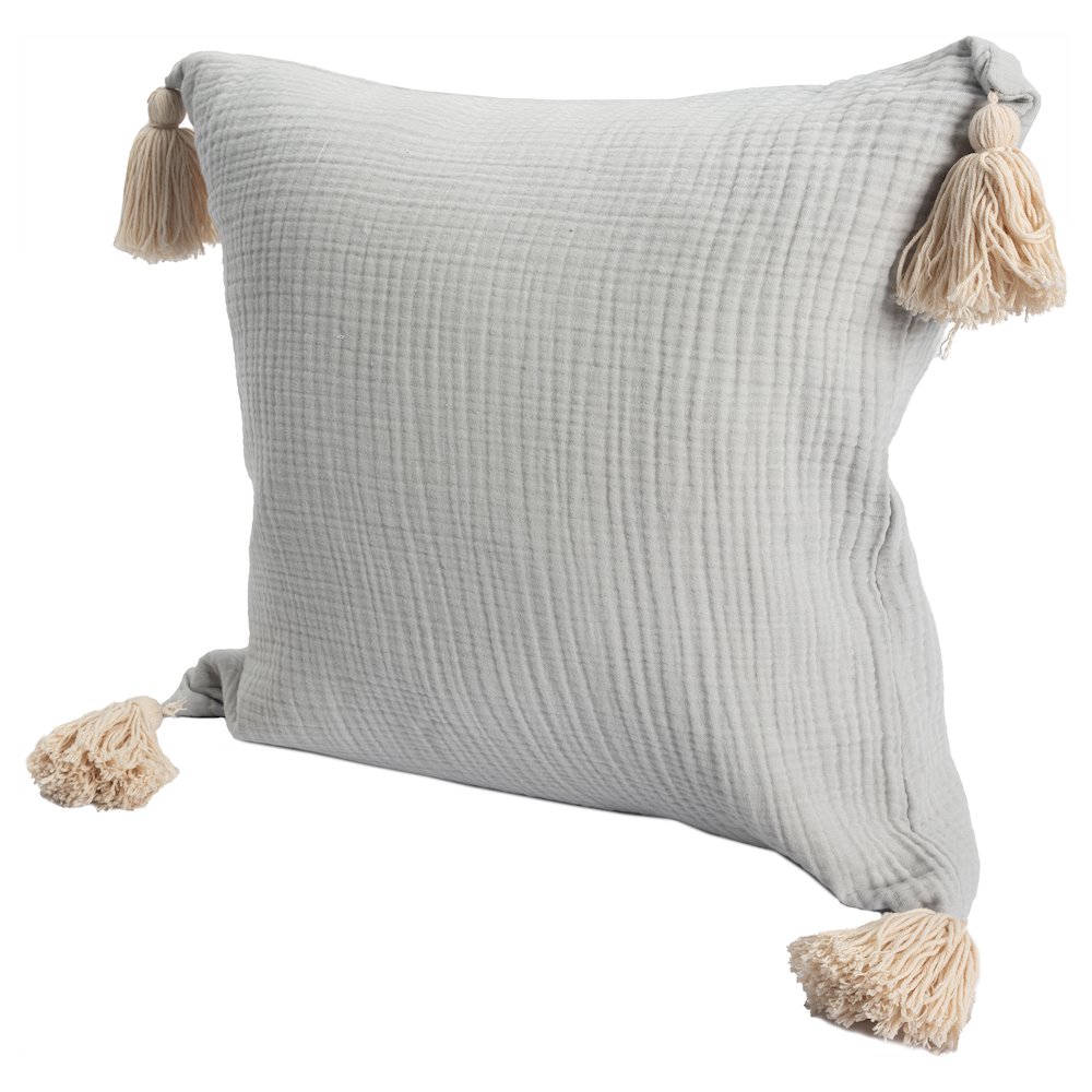 Amari Turkish Cotton Poly Filled Pillow in Gray/Beige, 20" x 20". Picture 5