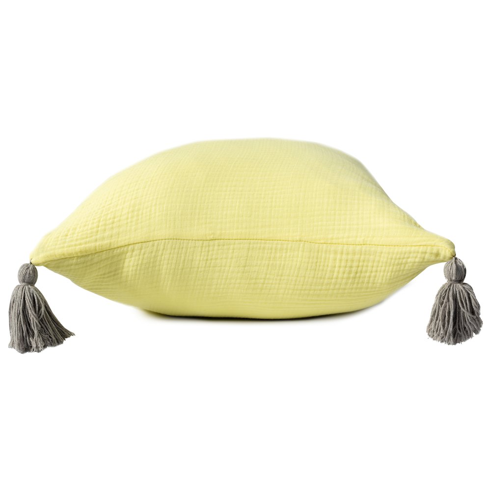 Amari Turkish Cotton Poly Filled Pillow in Yellow/Gray, 20" x 20". Picture 3