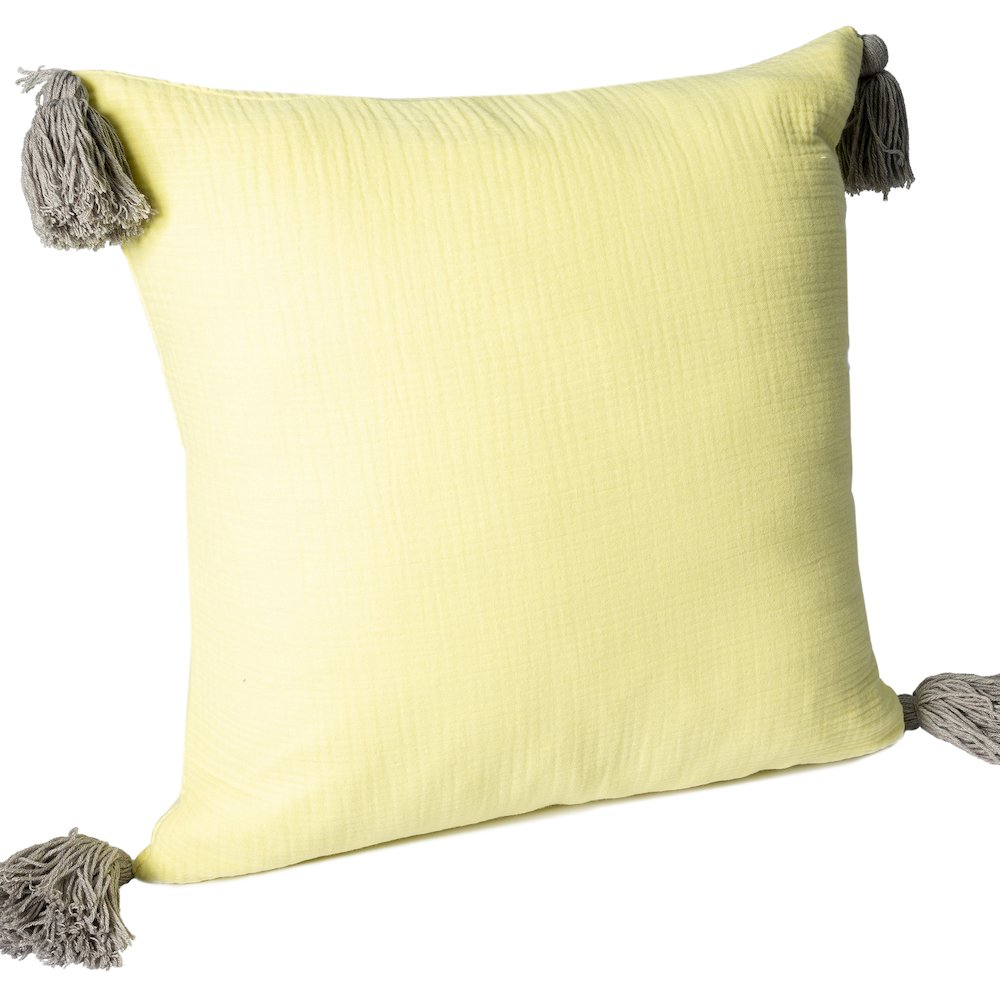 Amari Turkish Cotton Poly Filled Pillow in Yellow/Gray, 20" x 20". Picture 5