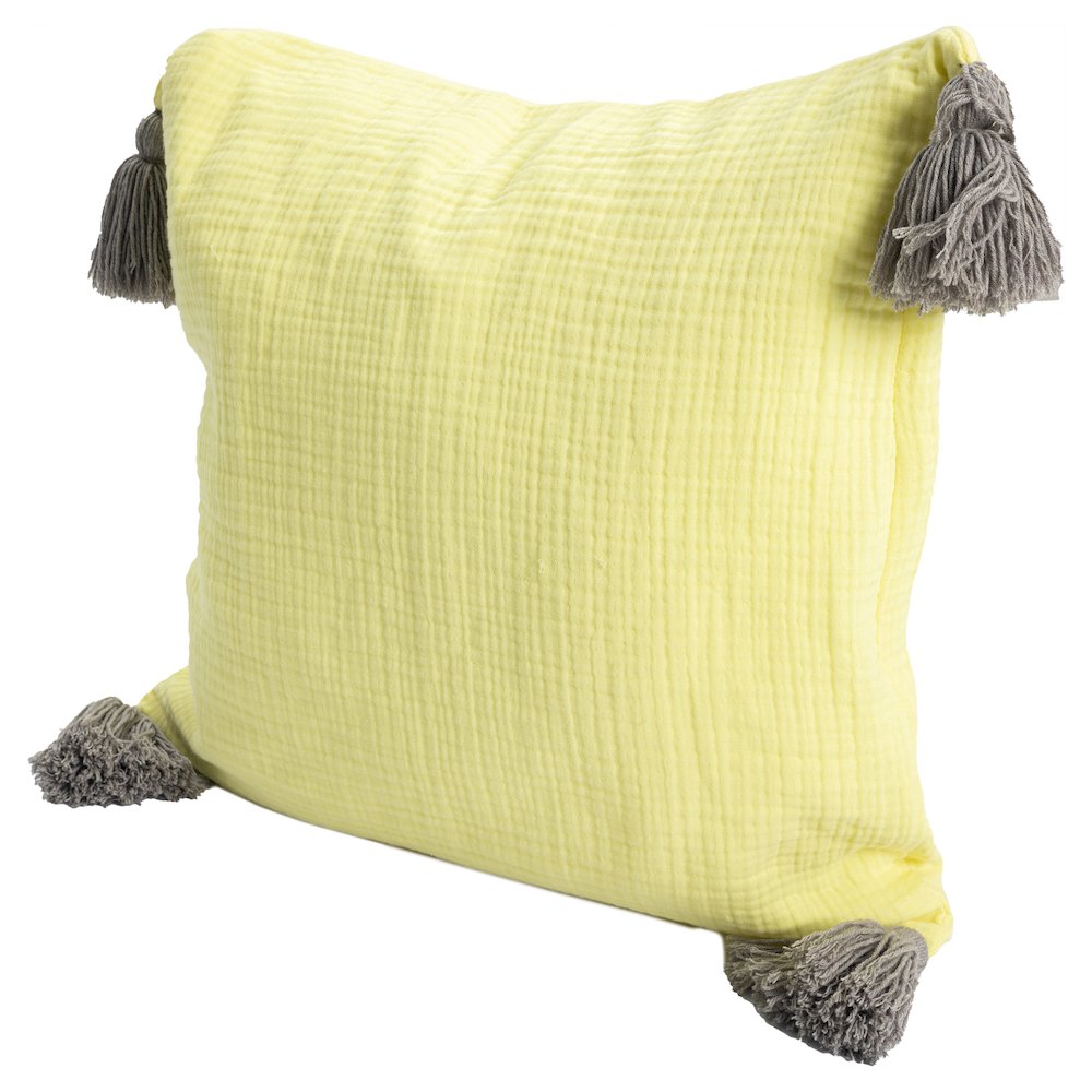 Amari Turkish Cotton Poly Filled Pillow in Yellow/Gray, 20" x 20". Picture 6