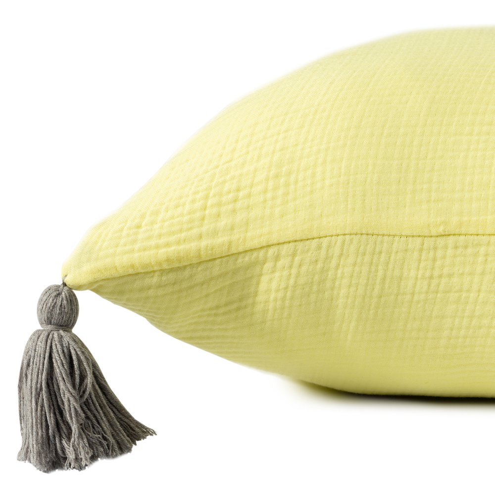 Amari Turkish Cotton Poly Filled Pillow in Yellow/Gray, 20" x 20". Picture 7