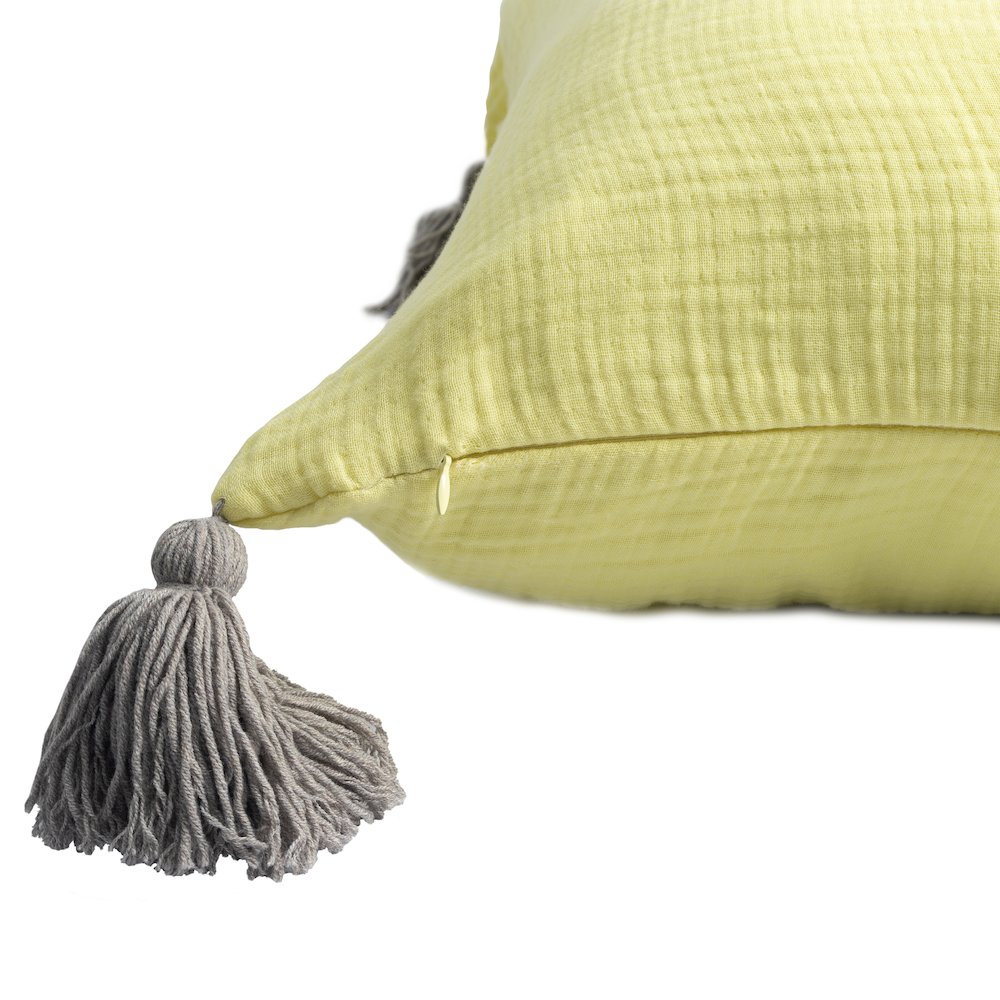 Amari Turkish Cotton Poly Filled Pillow in Yellow/Gray, 20" x 20". Picture 8