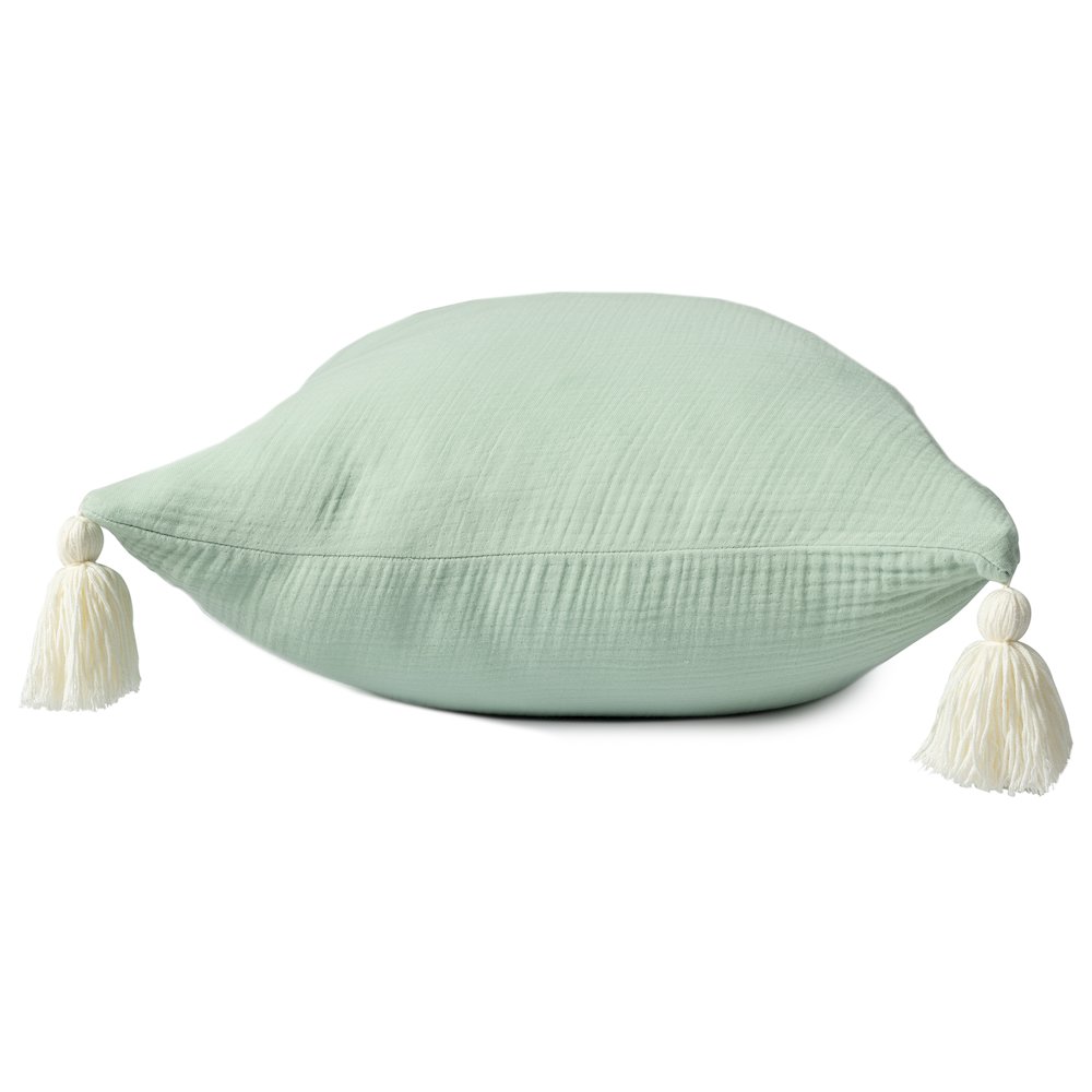 Amari Turkish Cotton Poly Filled Pillow in Green/Cream, 20" x 20". Picture 3