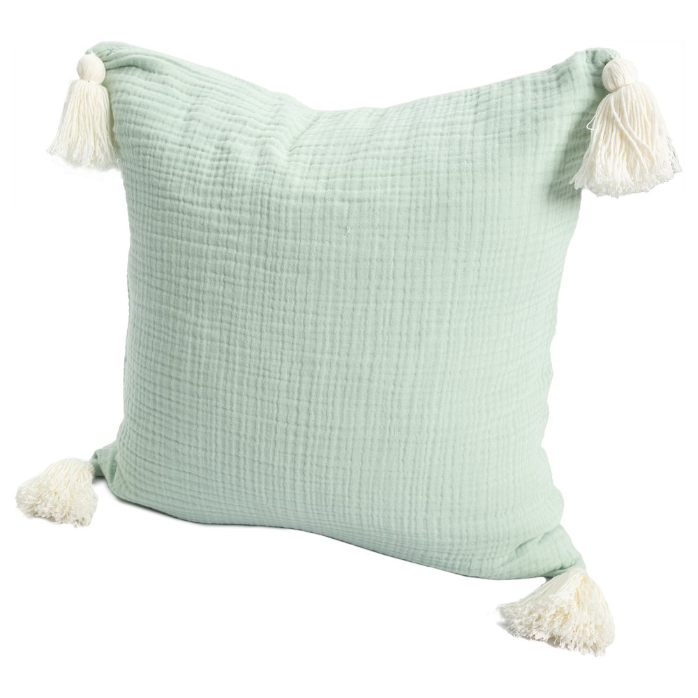 Amari Turkish Cotton Poly Filled Pillow in Green/Cream, 20" x 20". Picture 6
