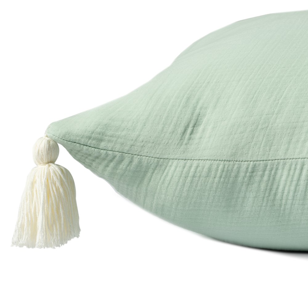 Amari Turkish Cotton Poly Filled Pillow in Green/Cream, 20" x 20". Picture 7