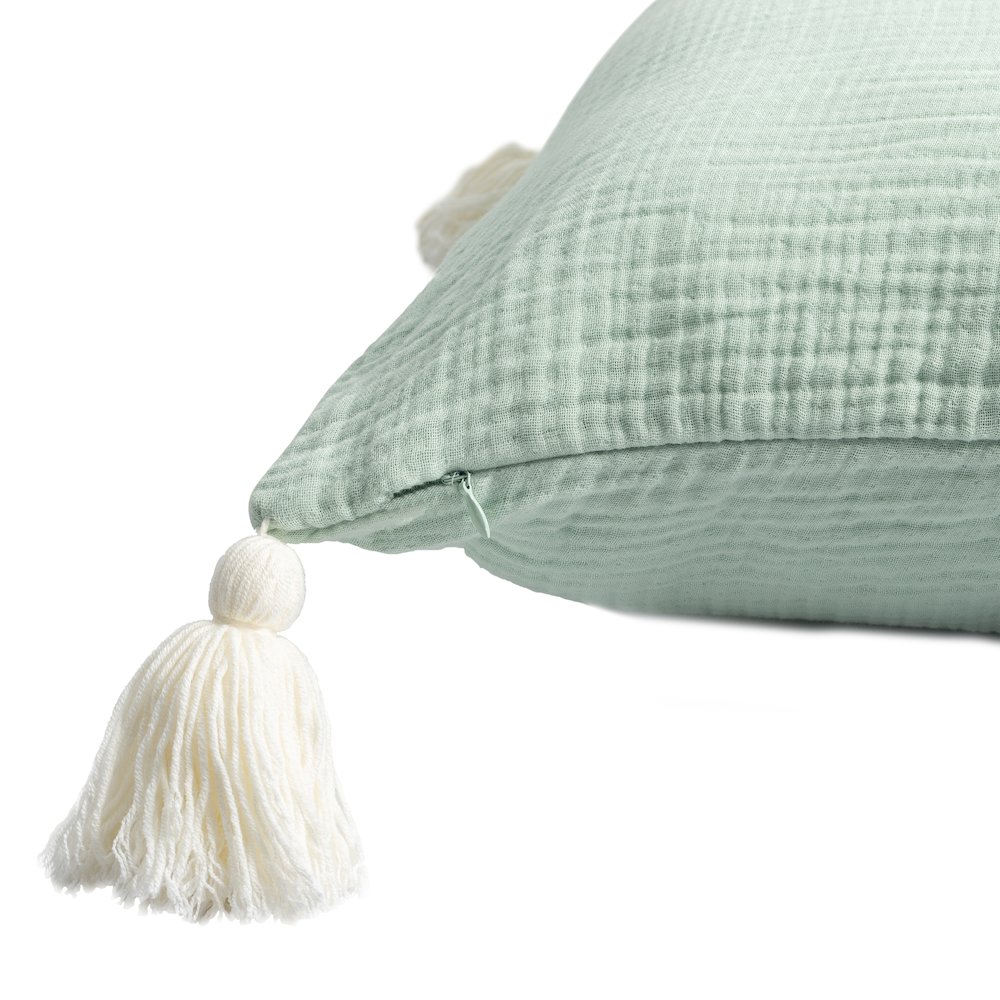 Amari Turkish Cotton Poly Filled Pillow in Green/Cream, 20" x 20". Picture 8