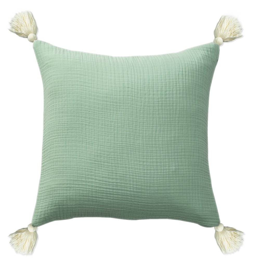 Amari Turkish Cotton Poly Filled Pillow in Green/Cream, 20" x 20". Picture 1