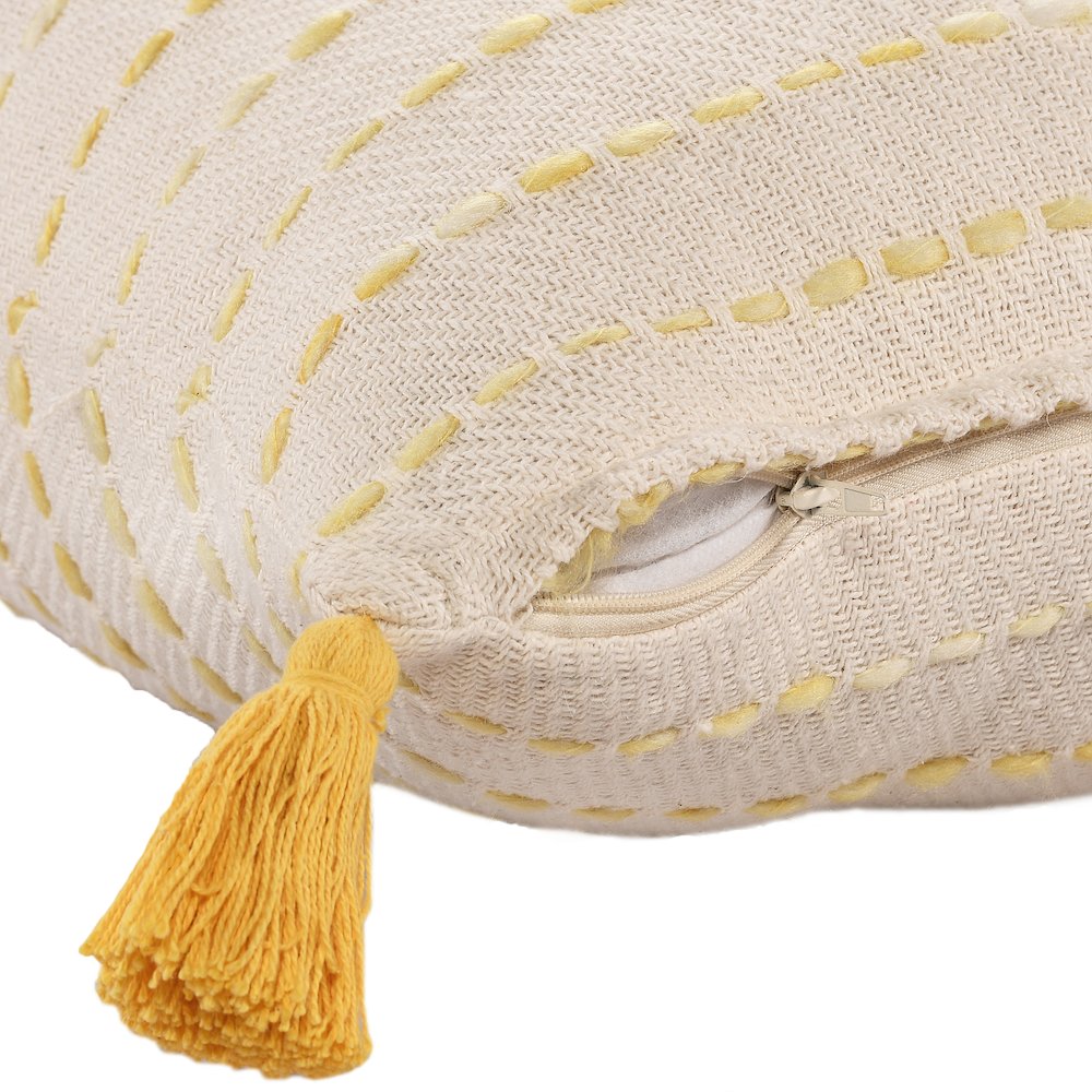 Torrent Cotton Blend Poly Filled Pillow in Yellow/Ivory, 20" x 20". Picture 4