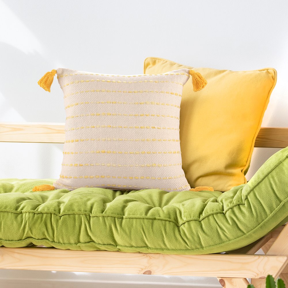 Torrent Cotton Blend Poly Filled Pillow in Yellow/Ivory, 20" x 20". Picture 7