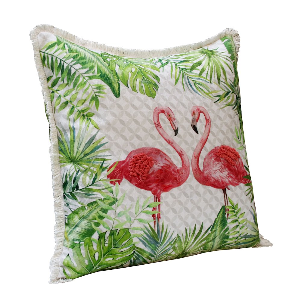 Panama Performance Poly Filled Pillow in Pink/Green, 20" x 20". Picture 3