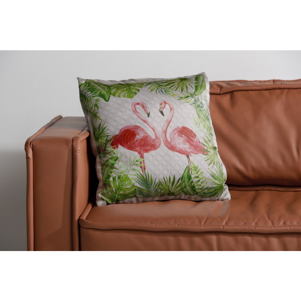 Panama Performance Poly Filled Pillow in Pink/Green, 20" x 20". Picture 2