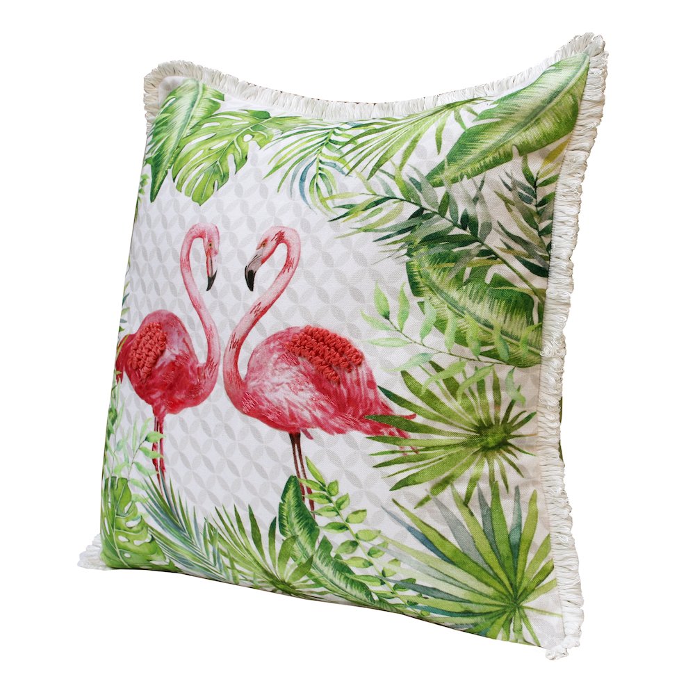 Panama Performance Poly Filled Pillow in Pink/Green, 20" x 20". Picture 10