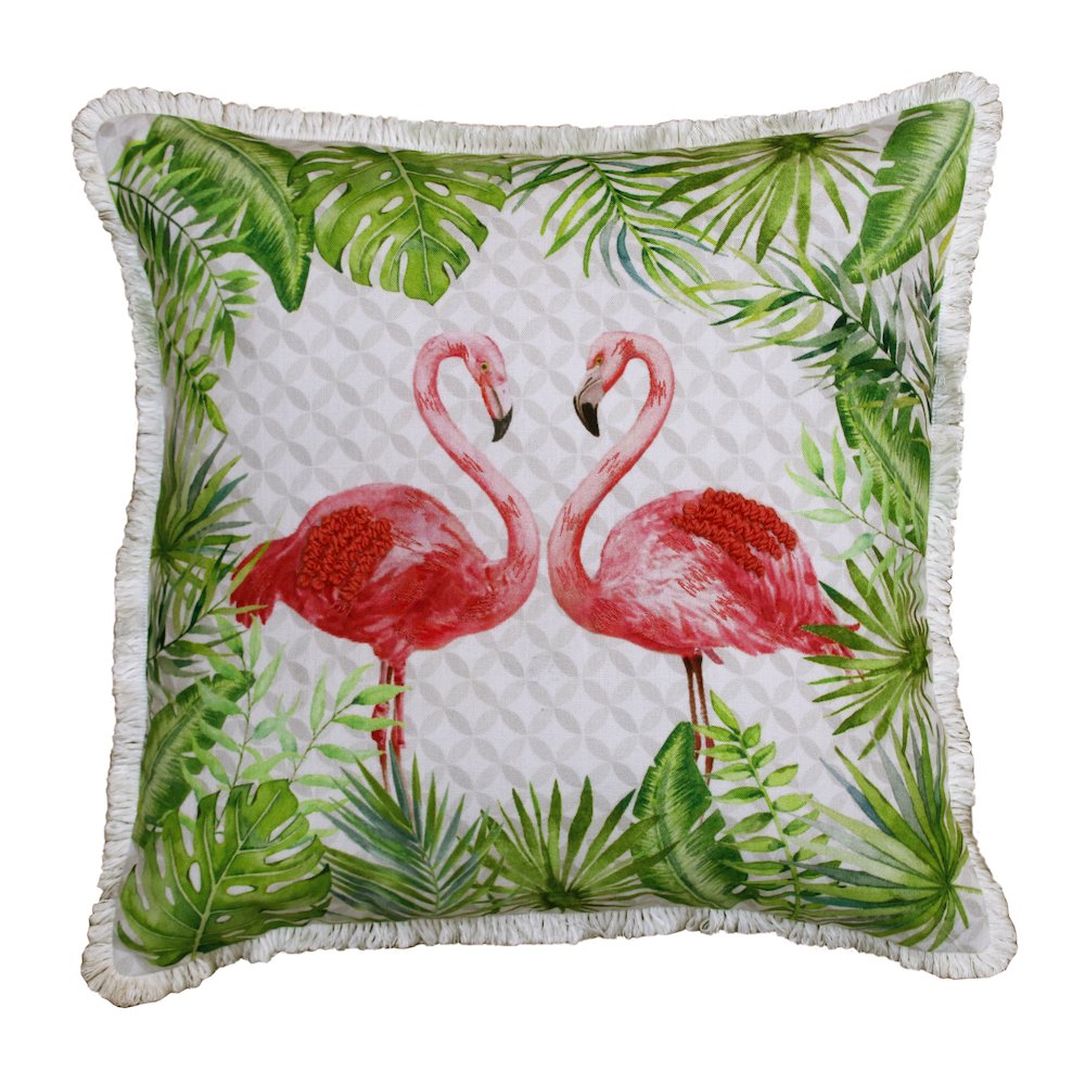 Panama Performance Poly Filled Pillow in Pink/Green, 20" x 20". Picture 1