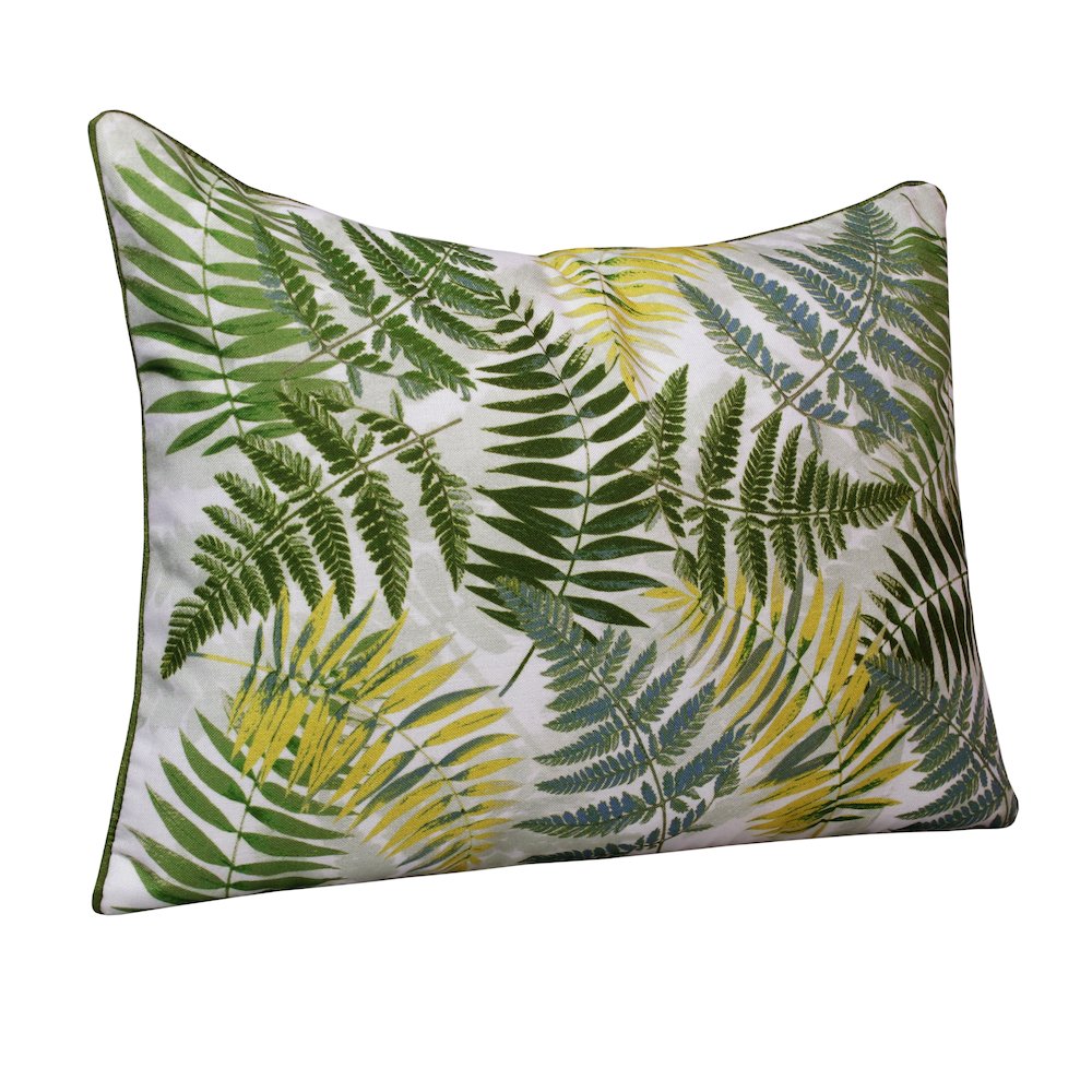 Fern Performance Poly Filled Pillow in Green/Yellow, 14" x 20". Picture 3