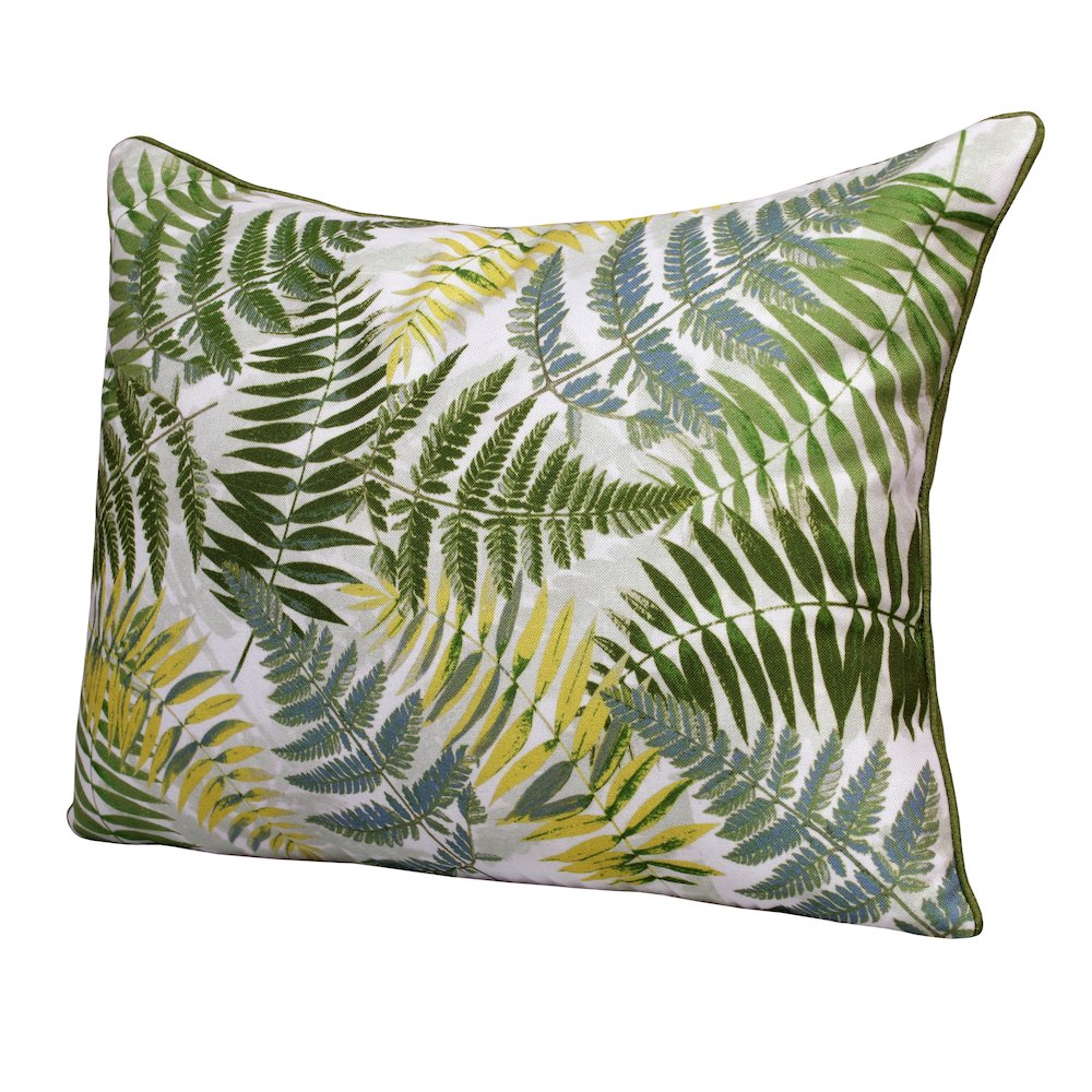 Fern Performance Poly Filled Pillow in Green/Yellow, 14" x 20". Picture 10