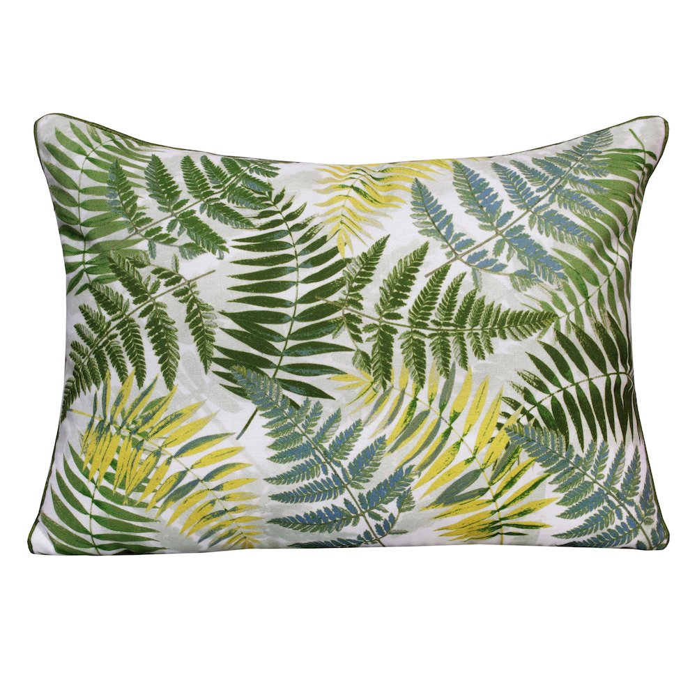 Fern Performance Poly Filled Pillow in Green/Yellow, 14" x 20". Picture 1