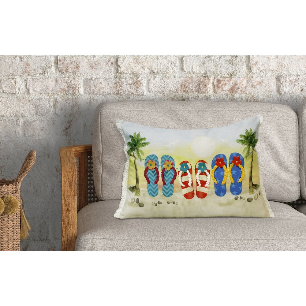 Panama Performance Poly Filled Pillow in Multicolored, 14" x 20". Picture 2