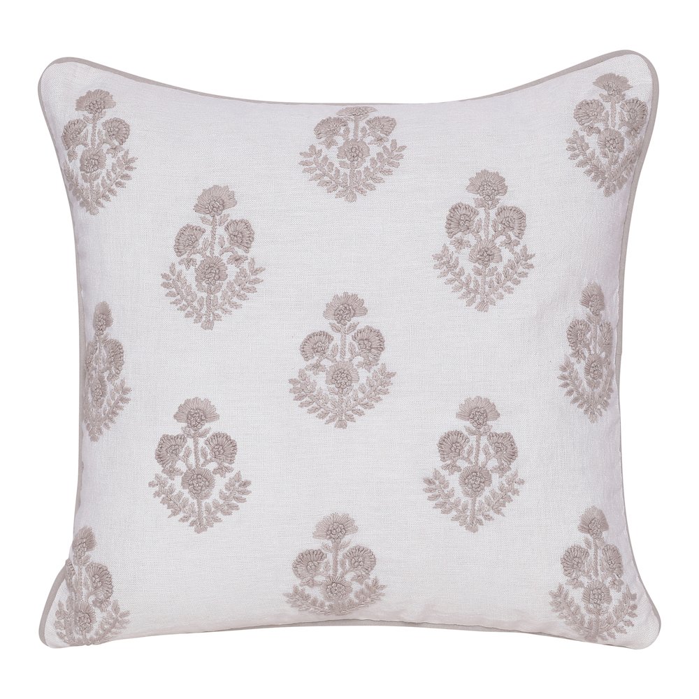 Odyssey Linen Poly Filled Pillow in Cream/Beige, 20" x 20". Picture 1