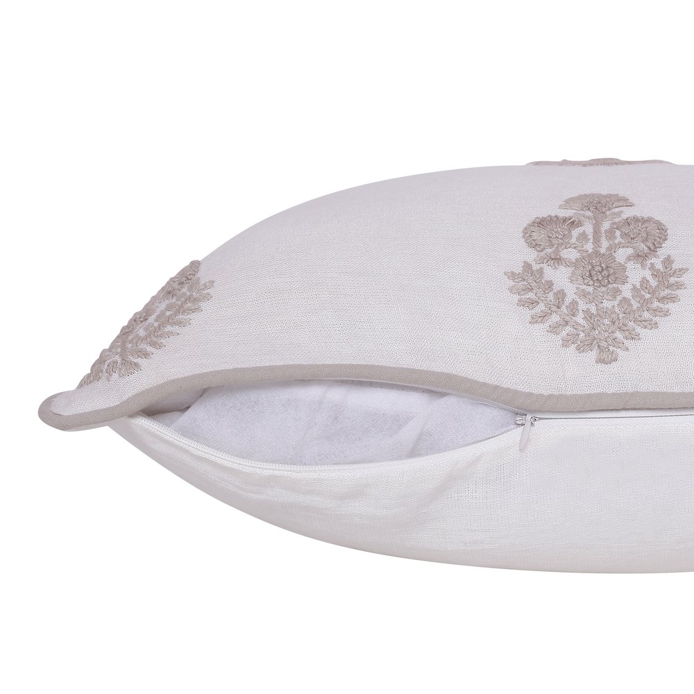 Odyssey Linen Poly Filled Pillow in Cream/Beige, 20" x 20". Picture 3