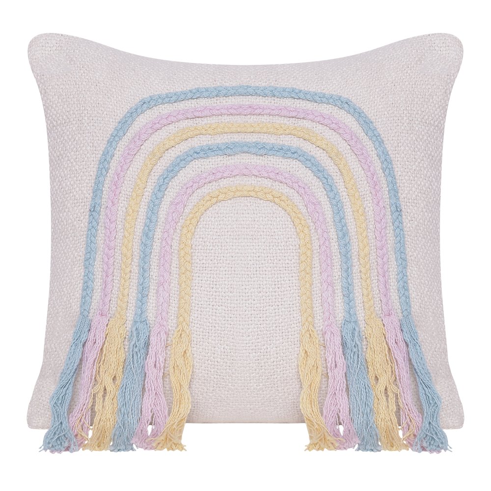 Groove Cotton Poly Filled Pillow in White/Multicolored, 20" x 20". Picture 1