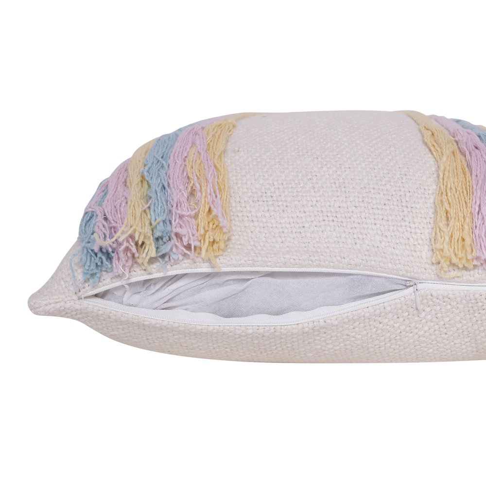 Groove Cotton Poly Filled Pillow in White/Multicolored, 20" x 20". Picture 3