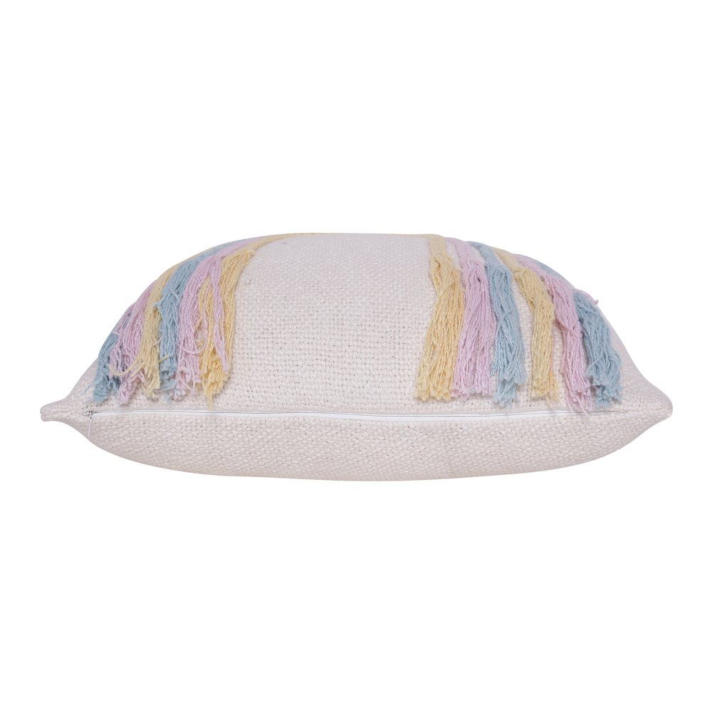 Groove Cotton Poly Filled Pillow in White/Multicolored, 20" x 20". Picture 9
