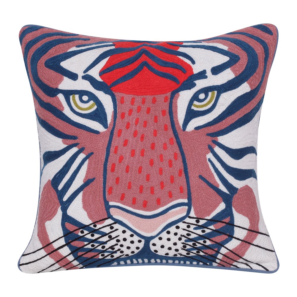 Gaia Cotton Poly Filled Pillow in Red/Blue, 20" x 20". Picture 1