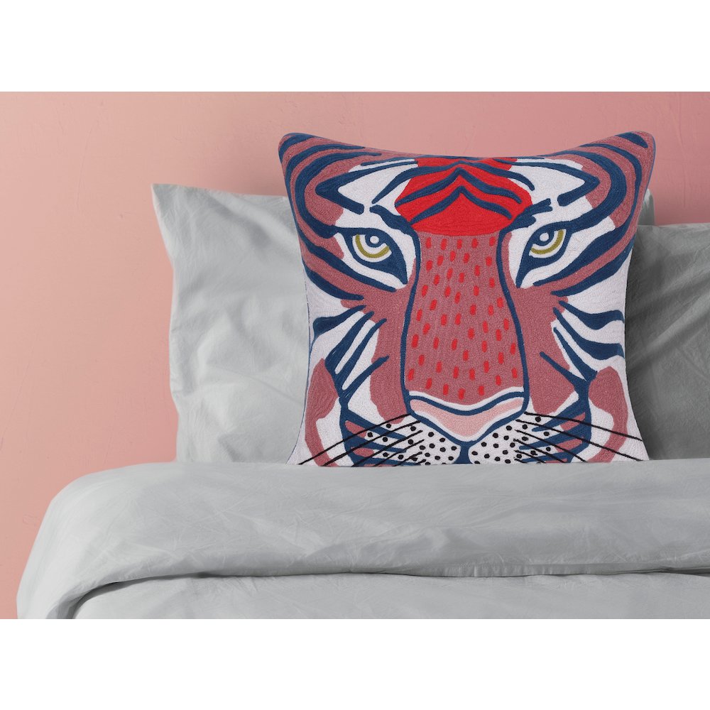 Gaia Cotton Poly Filled Pillow in Red/Blue, 20" x 20". Picture 2