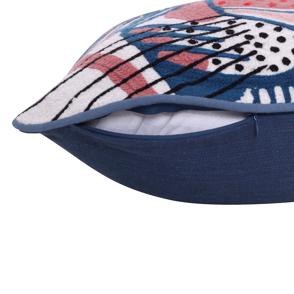 Gaia Cotton Poly Filled Pillow in Red/Blue, 20" x 20". Picture 3