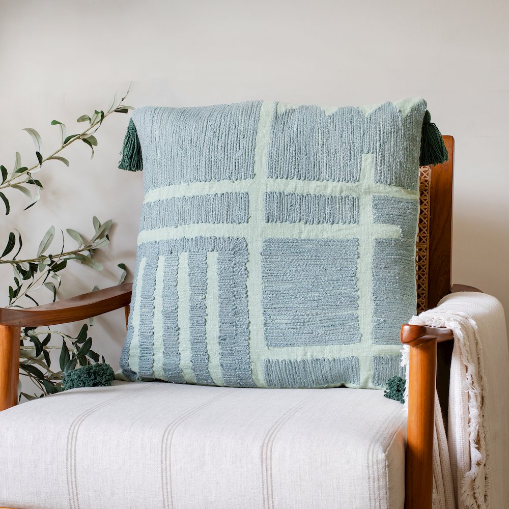 Honeydew Cotton Poly Filled Pillow in Green, 20" x 20". Picture 8