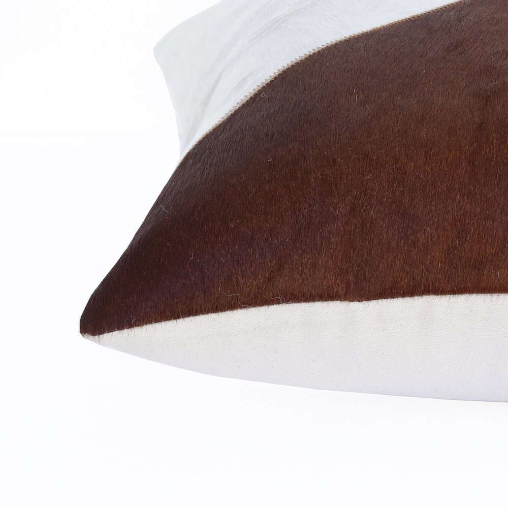 Austin Leather blend Poly Filled Pillow in Ivory/Brown, 20" x 20". Picture 5