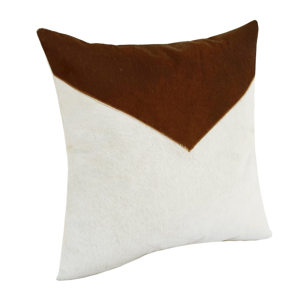 Austin Leather blend Poly Filled Pillow in Ivory/Brown, 20" x 20". Picture 3