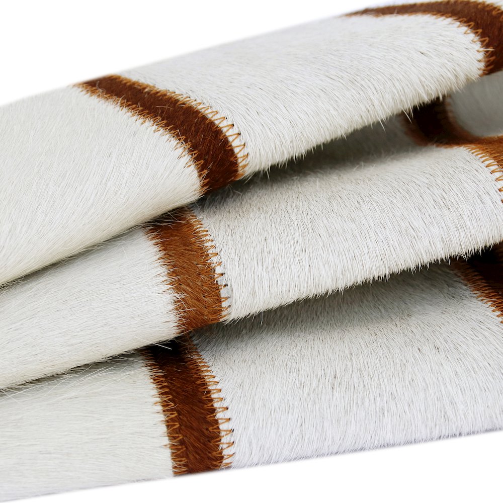 Austin Leather blend Poly Filled Pillow in Ivory/Brown, 20" x 20". Picture 4