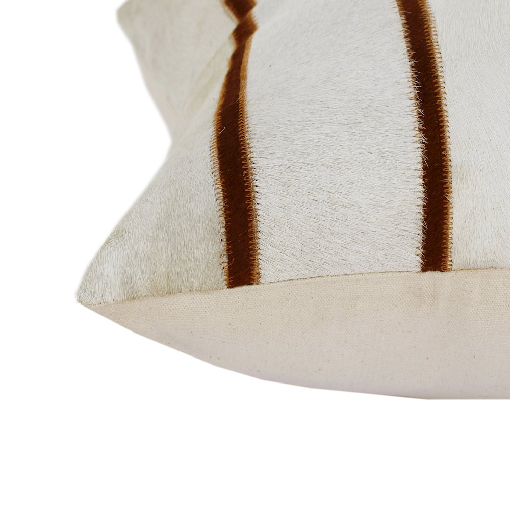 Austin Leather blend Poly Filled Pillow in Ivory/Brown, 20" x 20". Picture 5