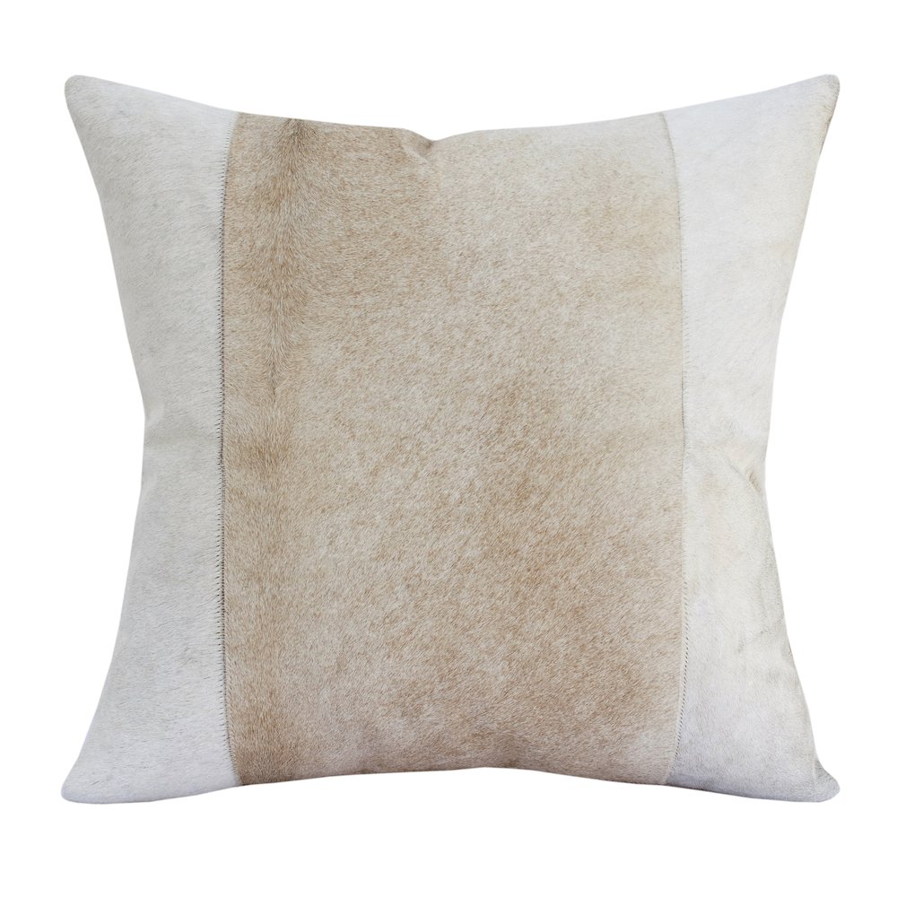 Austin Leather blend Poly Filled Pillow in Ivory/Beige, 20" x 20". Picture 1