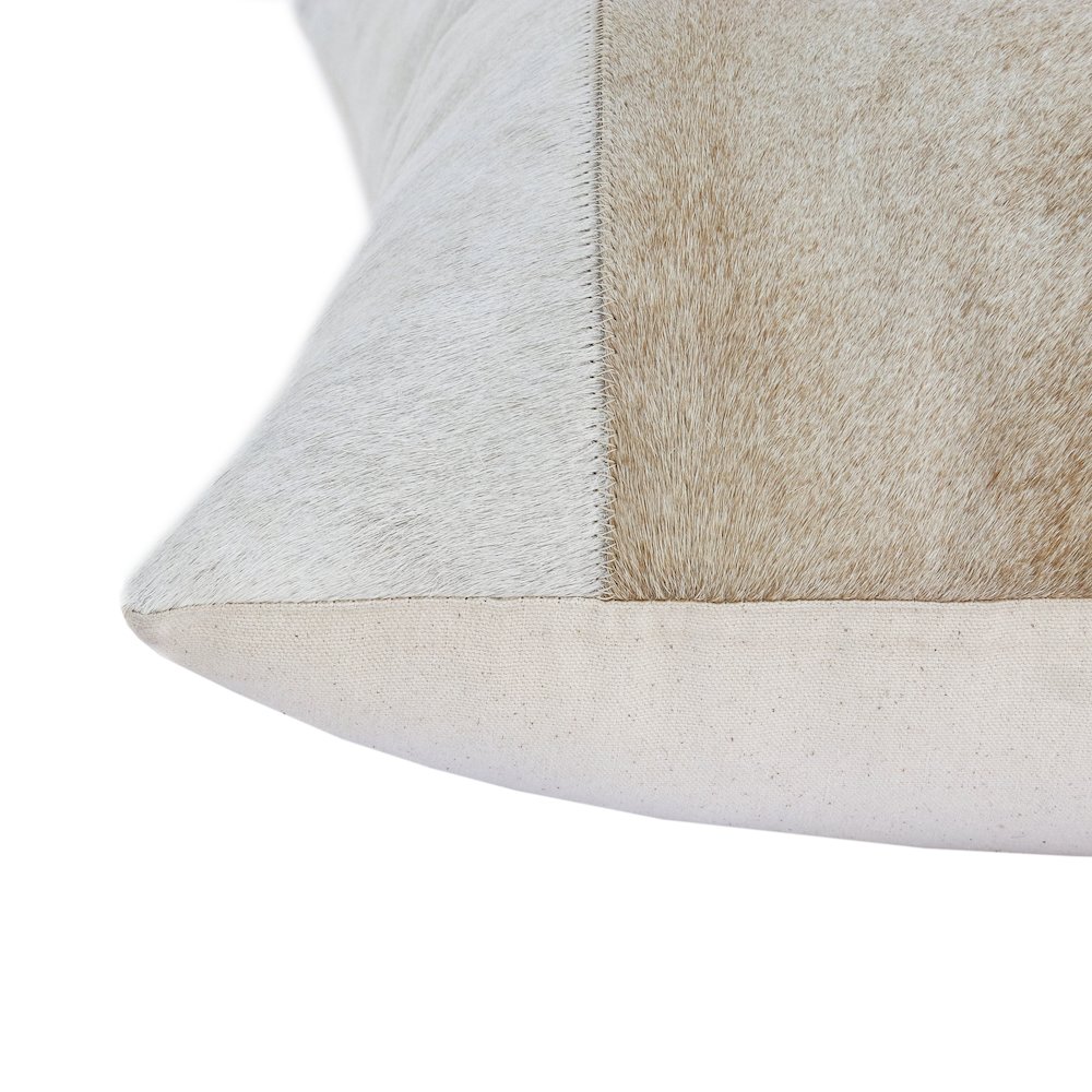 Austin Leather blend Poly Filled Pillow in Ivory/Beige, 20" x 20". Picture 5