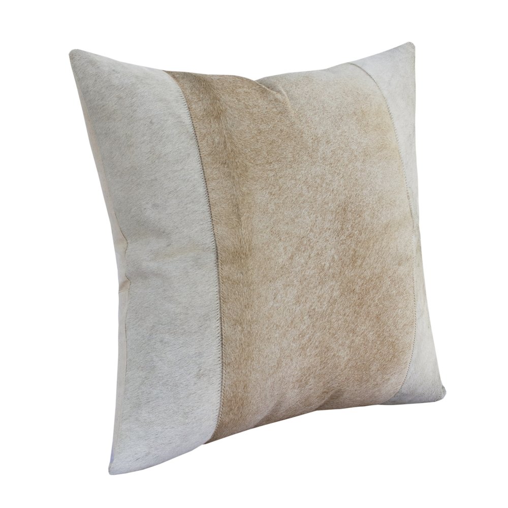 Austin Leather blend Poly Filled Pillow in Ivory/Beige, 20" x 20". Picture 3
