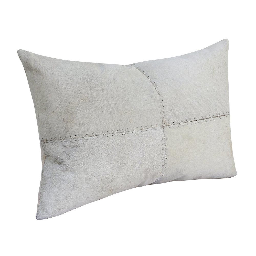Austin Leather blend Poly Filled Pillow in Ivory, 16" x 24". Picture 3