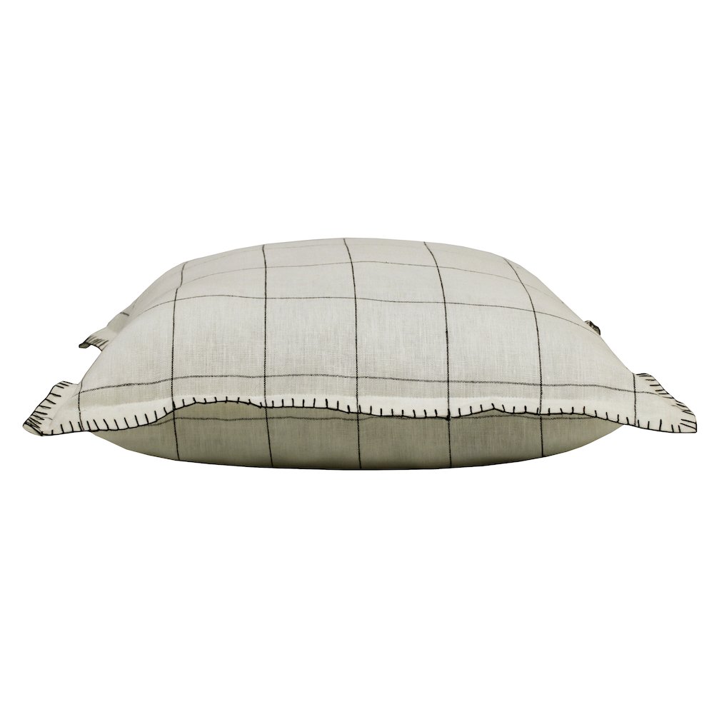 Estate Linen Poly Filled Pillow in Ivory/Black, 20" x 20". Picture 5