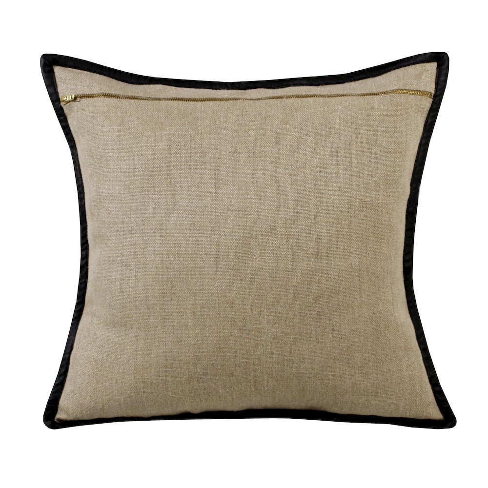 Estate Linen Poly Filled Pillow in Tan/Black, 20" x 20". Picture 4