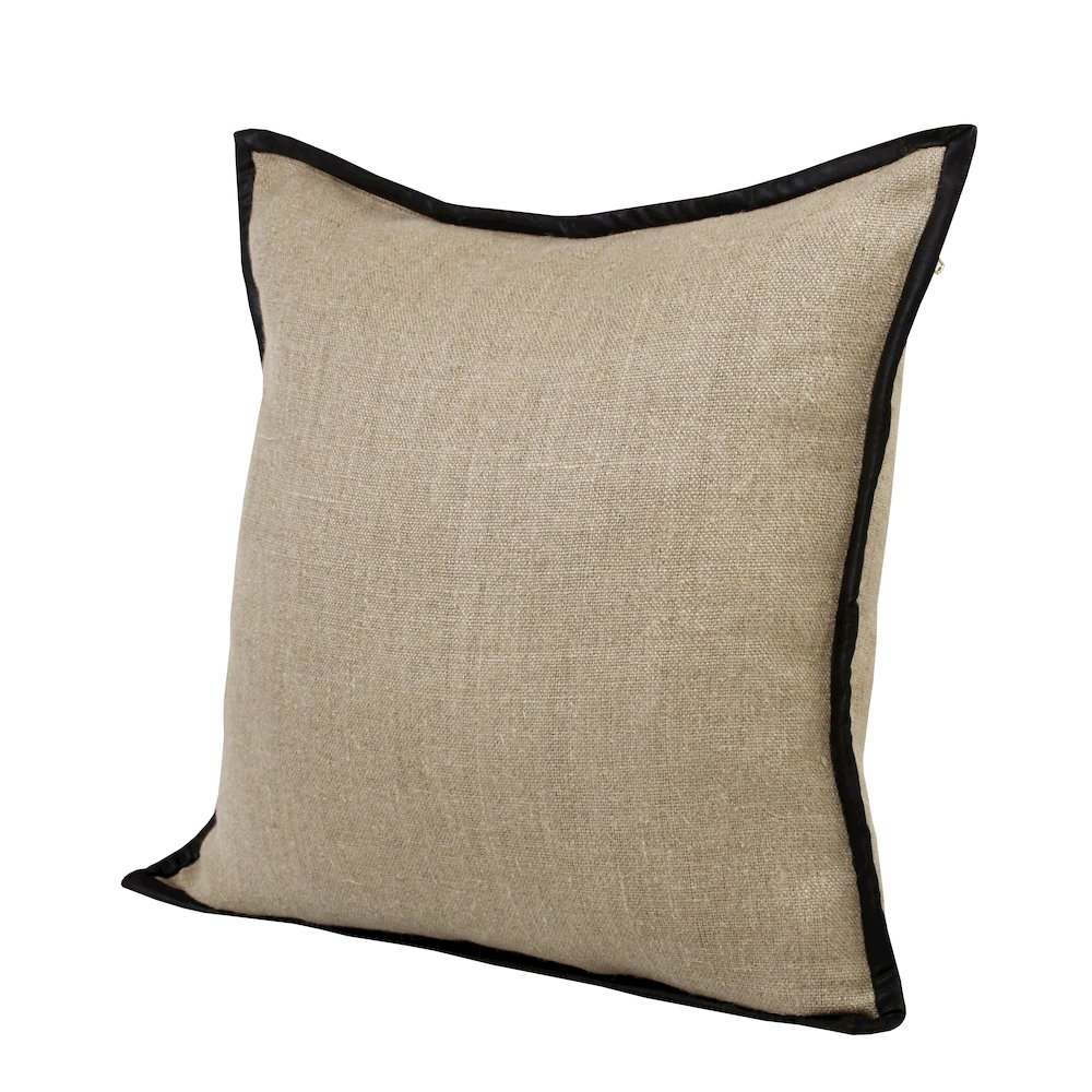 Estate Linen Poly Filled Pillow in Tan/Black, 20" x 20". Picture 6