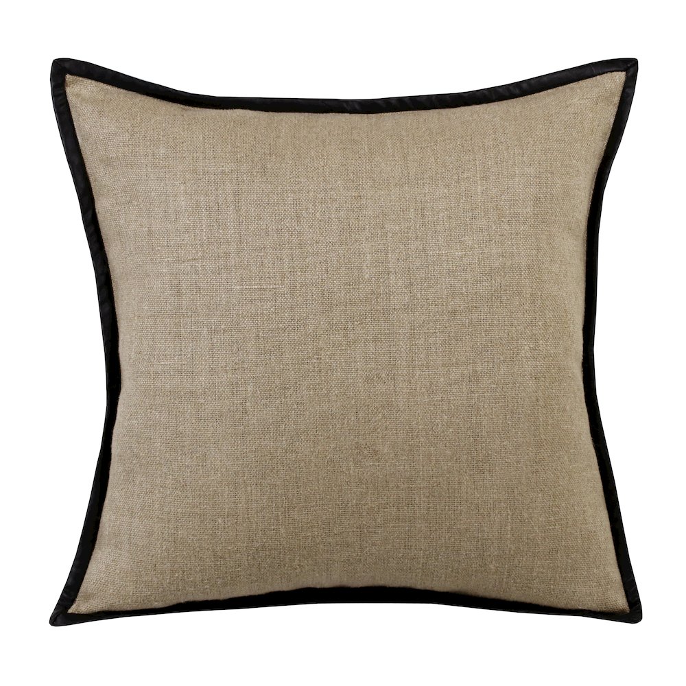 Estate Linen Poly Filled Pillow in Tan/Black, 20" x 20". Picture 1