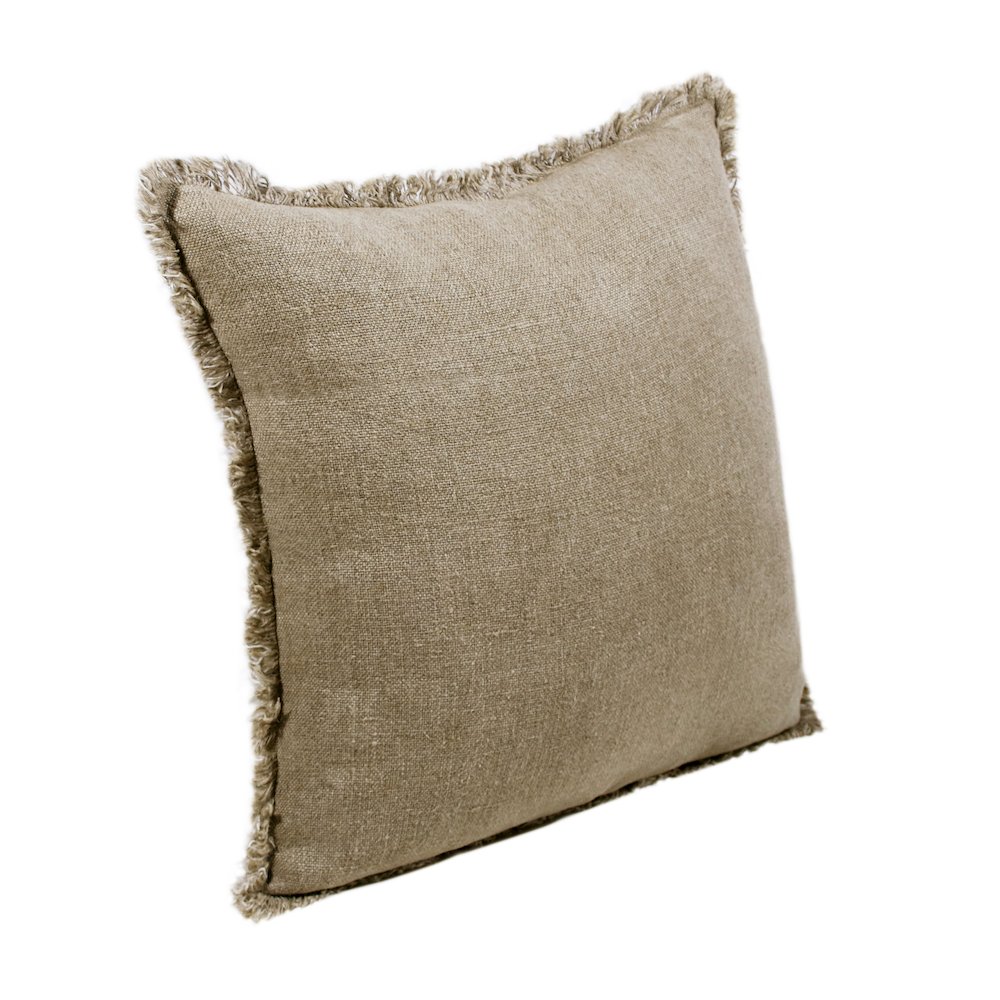 Estate Linen Poly Filled Pillow in Tan/Ivory, 20" x 20". Picture 3