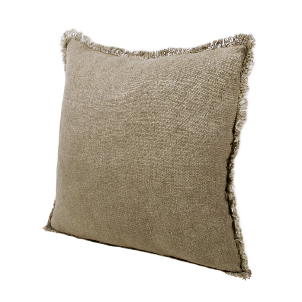 Estate Linen Poly Filled Pillow in Tan/Ivory, 20" x 20". Picture 8
